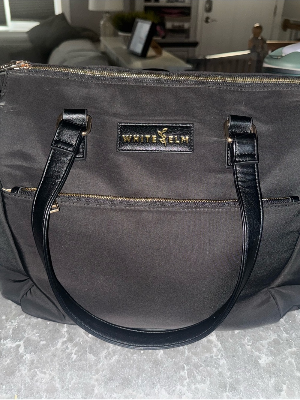 White Elm Black Women's Tote Bag with Gold Accents